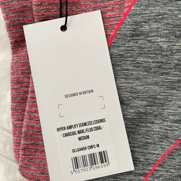 Gymshark Hyper Amplify Seamless Charcoal Marl/Florescent Coral Set (Medium) - Picture 3 of 3